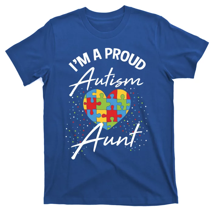 Autism Awareness Proud Aunt Puzzle Heart Cool Family Funny Gift T-Shirt