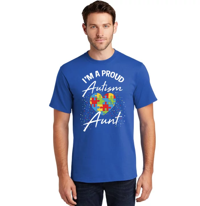 Autism Awareness Proud Aunt Puzzle Heart Cool Family Funny Gift Tall T-Shirt