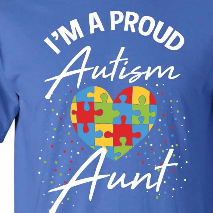 Autism Awareness Proud Aunt Puzzle Heart Cool Family Funny Gift Tall T-Shirt