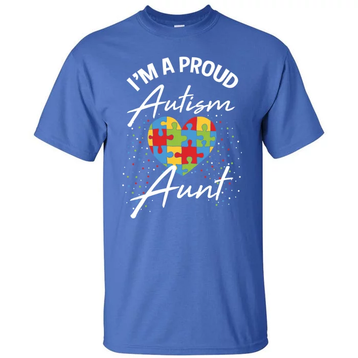 Autism Awareness Proud Aunt Puzzle Heart Cool Family Funny Gift Tall T-Shirt