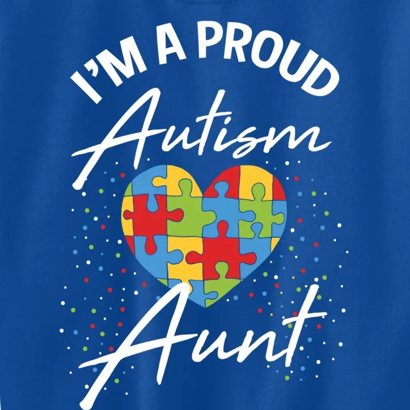 Autism Awareness Proud Aunt Puzzle Heart Cool Family Funny Gift Kids Sweatshirt