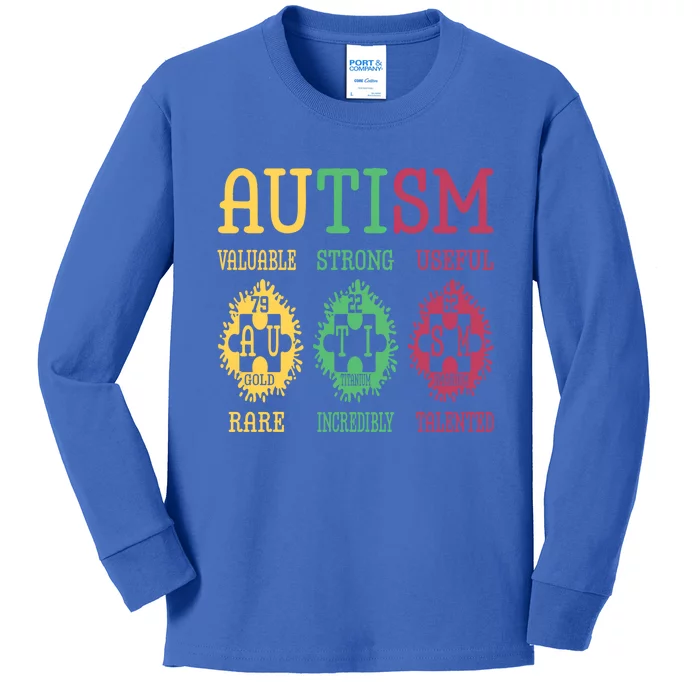 Autism Awareness Puzzle Periodic Table Elets Science Funny Gift Kids Long Sleeve Shirt