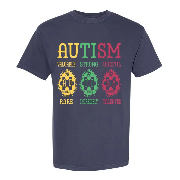 Autism Awareness Puzzle Periodic Table Elets Science Funny Gift Garment-Dyed Heavyweight T-Shirt