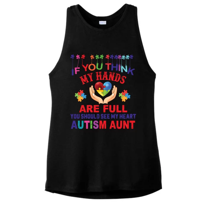 Autism Awareness Proud Autism Aunt Love Heart Puzzle Gift Cute Gift Ladies Tri-Blend Wicking Tank