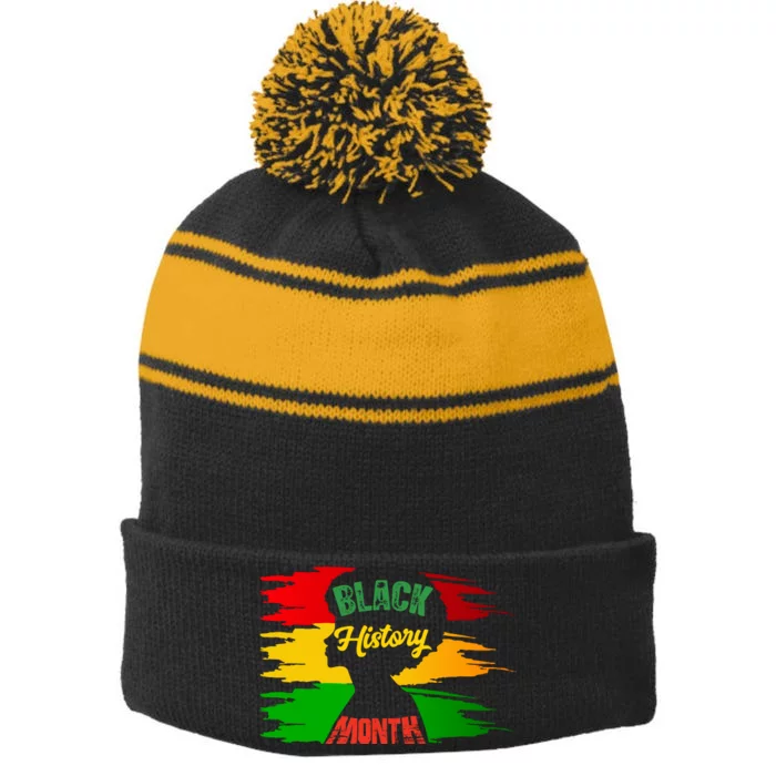 African American Pride T Stripe Pom Pom Beanie