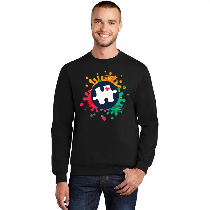 Autism Awareness Puzzle Piece Love Autistic Support Sweatshirt