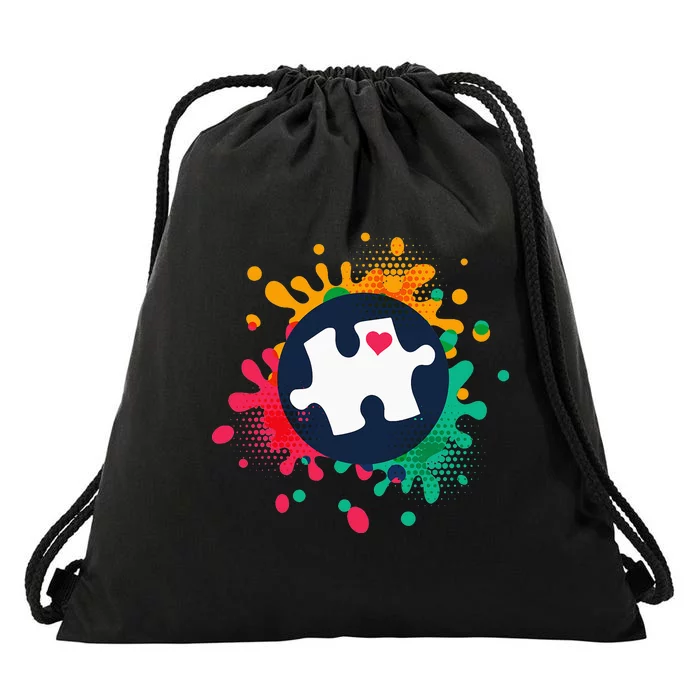 Autism Awareness Puzzle Piece Love Autistic Support Drawstring Bag