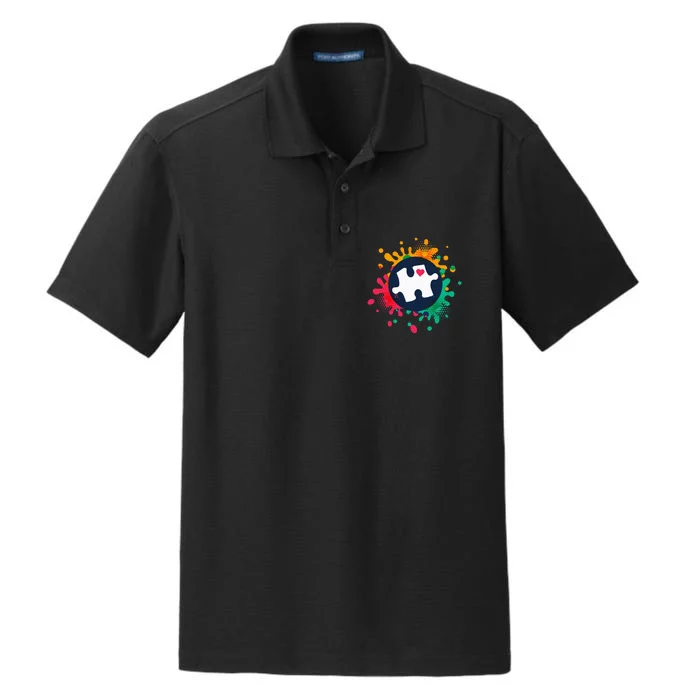 Autism Awareness Puzzle Piece Love Autistic Support Dry Zone Grid Performance Polo