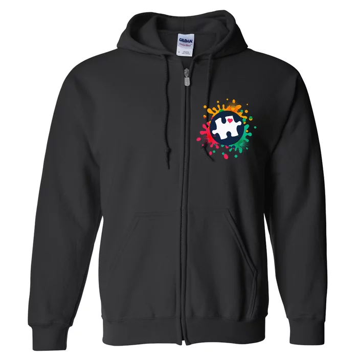 Autism Awareness Puzzle Piece Love Autistic Support Full Zip Hoodie