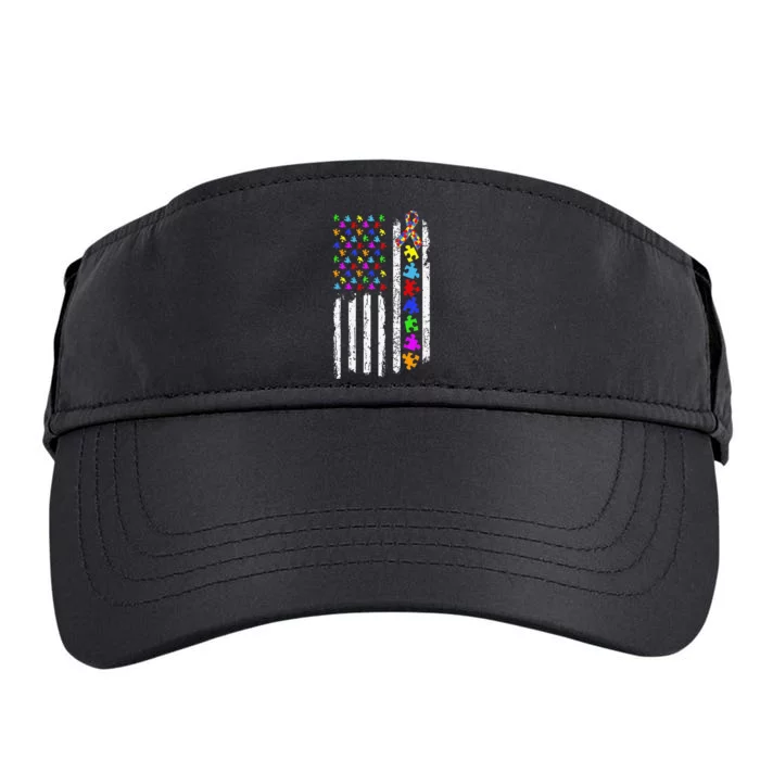 Autism Awareness Puzzle Flag Of The United States Of America Adult Drive Performance Visor