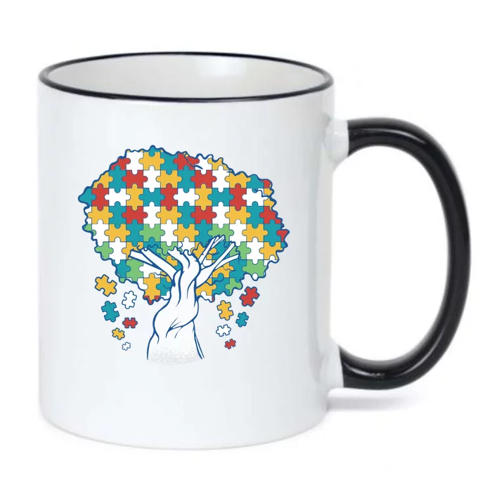 Autism Awareness Puzzle Tree Black Color Changing Mug