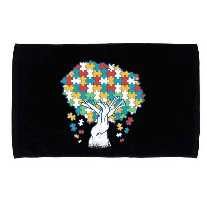 Autism Awareness Puzzle Tree Microfiber Hand Towel