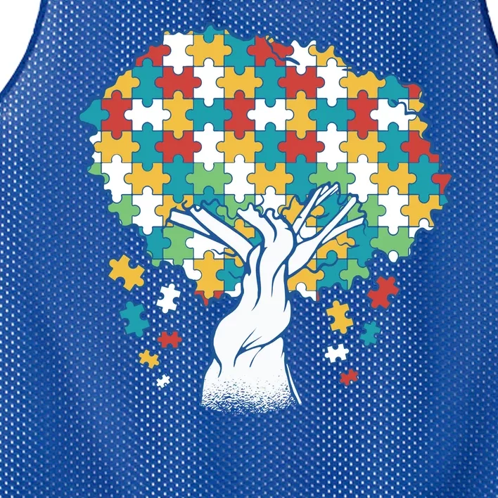 Autism Awareness Puzzle Tree Mesh Reversible Basketball Jersey Tank