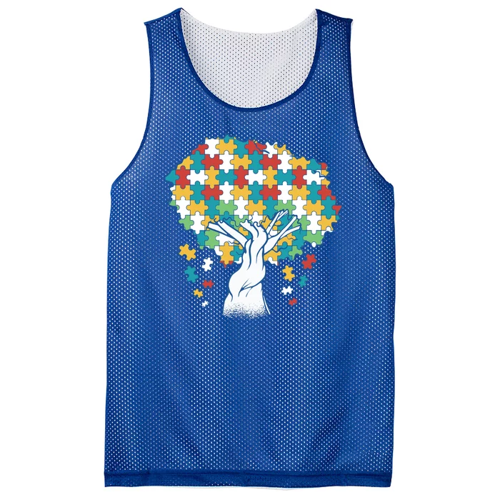 Autism Awareness Puzzle Tree Mesh Reversible Basketball Jersey Tank