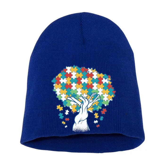 Autism Awareness Puzzle Tree Short Acrylic Beanie