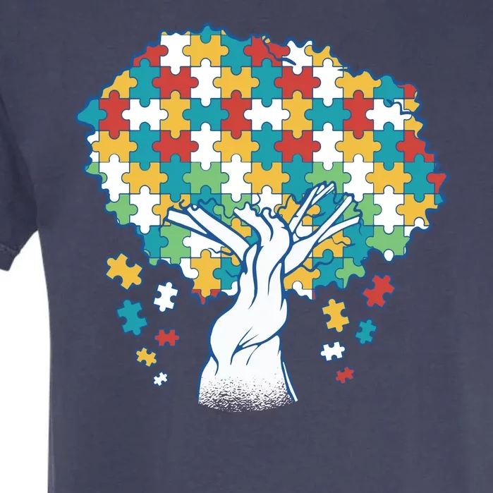 Autism Awareness Puzzle Tree Garment-Dyed Heavyweight T-Shirt