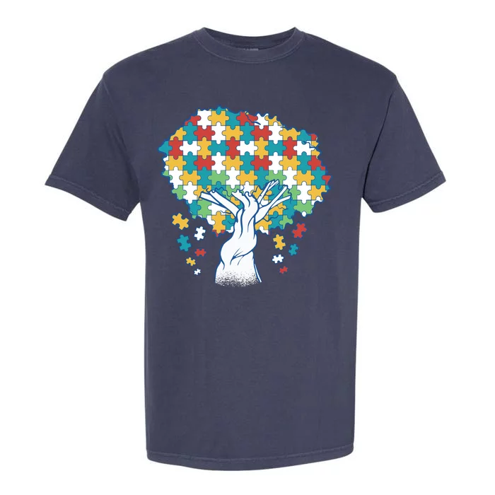 Autism Awareness Puzzle Tree Garment-Dyed Heavyweight T-Shirt