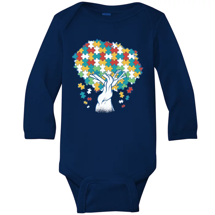 Autism Awareness Puzzle Tree Baby Long Sleeve Bodysuit