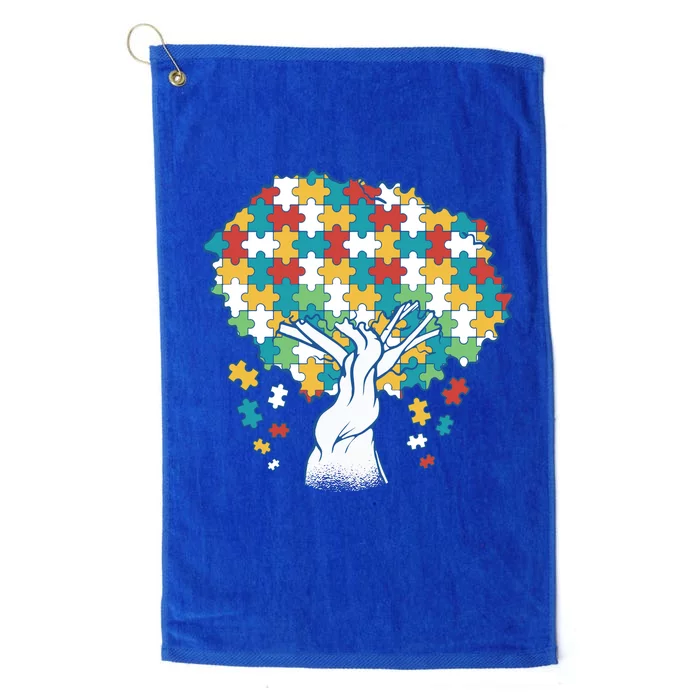 Autism Awareness Puzzle Tree Platinum Collection Golf Towel