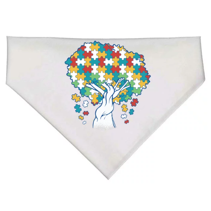 Autism Awareness Puzzle Tree USA-Made Doggie Bandana