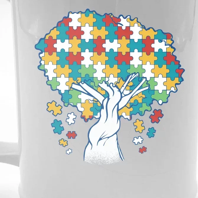 Autism Awareness Puzzle Tree Front & Back Beer Stein