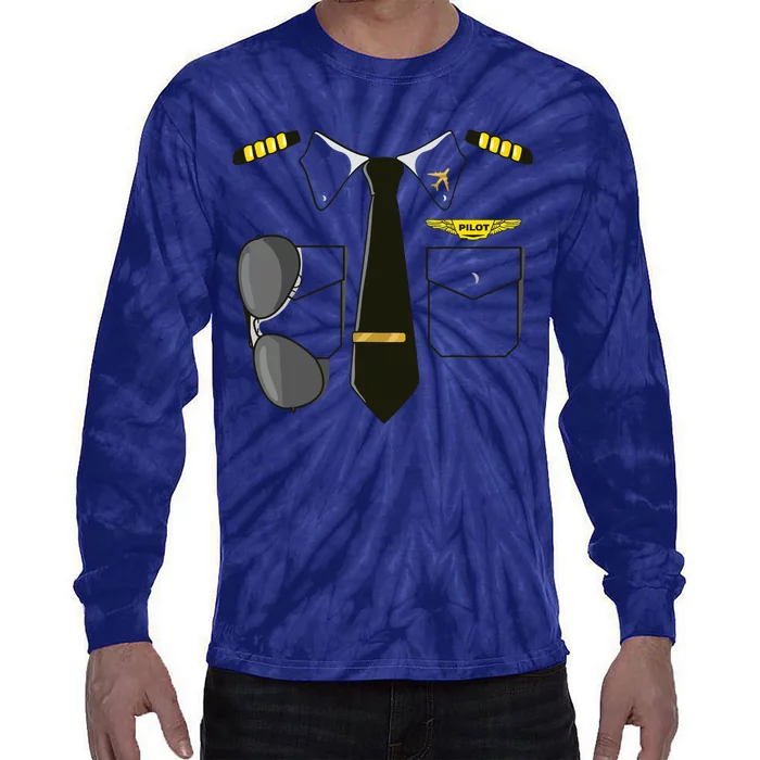 Airplane Airline Pilot Costume Kids Dress Up HALLOWEEN Tie-Dye Long Sleeve Shirt