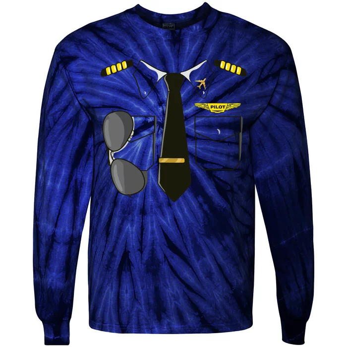 Airplane Airline Pilot Costume Kids Dress Up HALLOWEEN Tie-Dye Long Sleeve Shirt