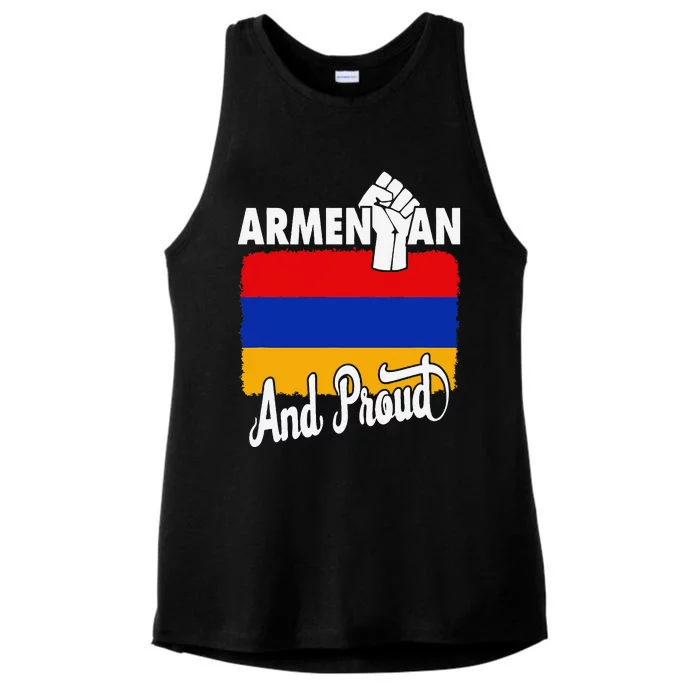 Armenian And Proud Love Armenia With Armenia Flag Ladies Tri-Blend Wicking Tank