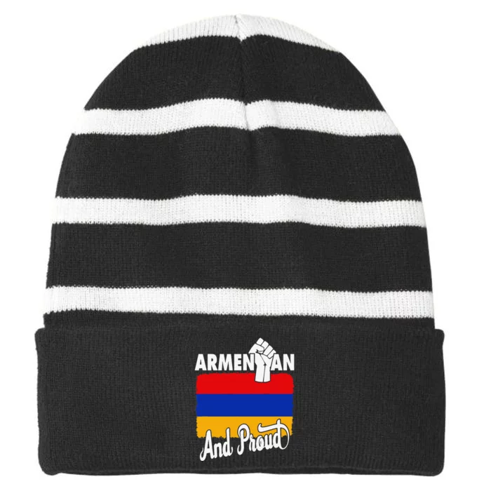 Armenian And Proud Love Armenia With Armenia Flag Striped Beanie with Solid Band