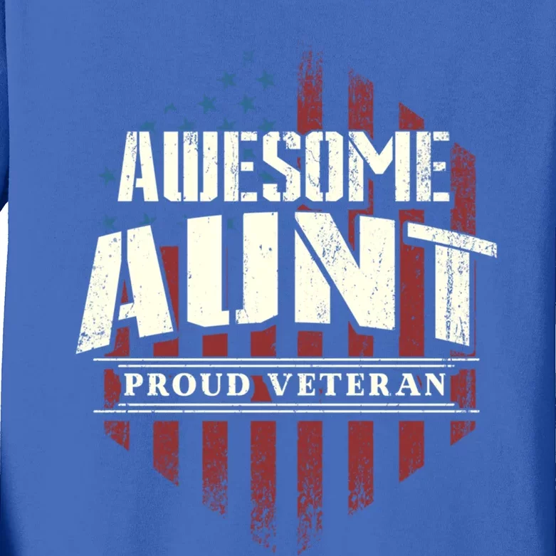 Awesome Aunt Proud Veteran Patriotic America Veteran's Day Cute Gift Kids Long Sleeve Shirt