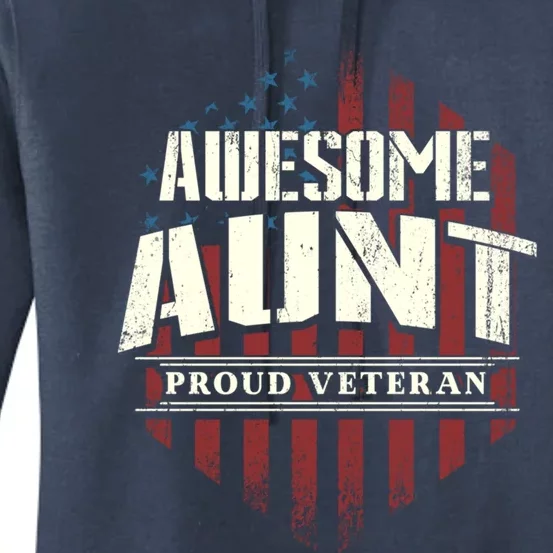 Awesome Aunt Proud Veteran Patriotic America Veteran's Day Cute Gift Women's Pullover Hoodie