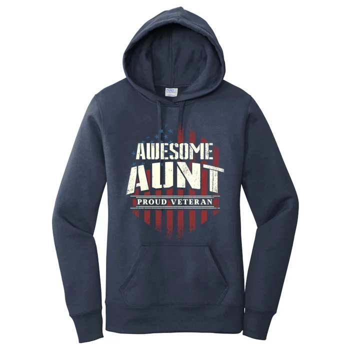 Awesome Aunt Proud Veteran Patriotic America Veteran's Day Cute Gift Women's Pullover Hoodie