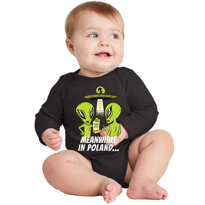 Alien Abduction Pierogi Polish Food Poland Polonia Funny Baby Long Sleeve Bodysuit