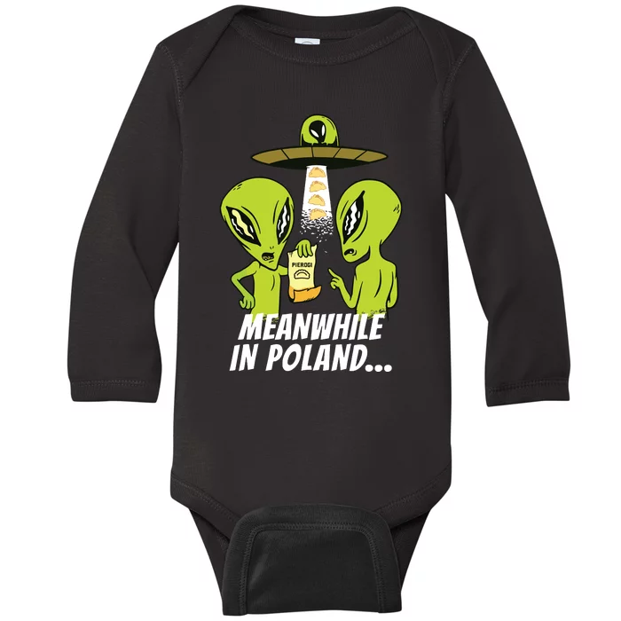 Alien Abduction Pierogi Polish Food Poland Polonia Funny Baby Long Sleeve Bodysuit