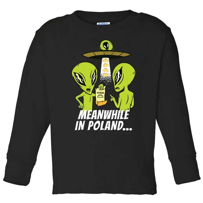 Alien Abduction Pierogi Polish Food Poland Polonia Funny Toddler Long Sleeve Shirt