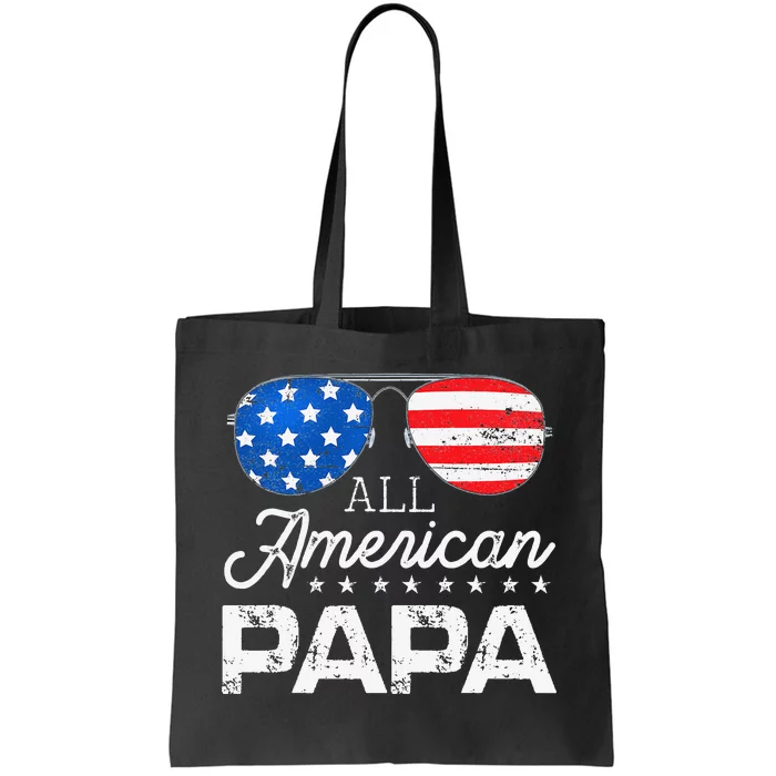 All American Papa 4th of July Father's Day USA Flag Tote Bag