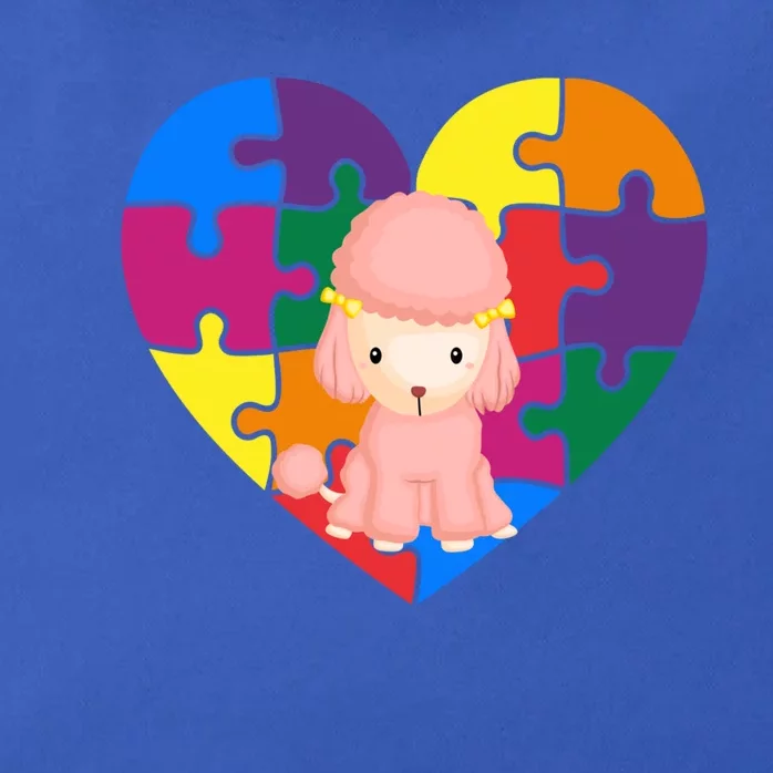 Autism Awareness Poodle Heart Valentine's Day Puzzle Piece Cute Gift Zip Tote Bag