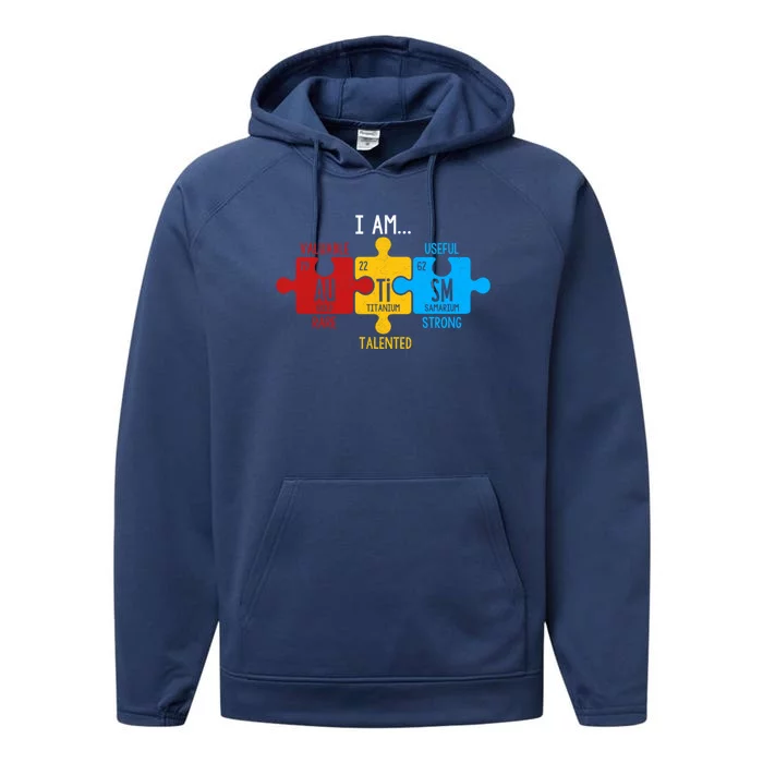 Autism Awareness Periodic Table Elets Great Gift Performance Fleece Hoodie