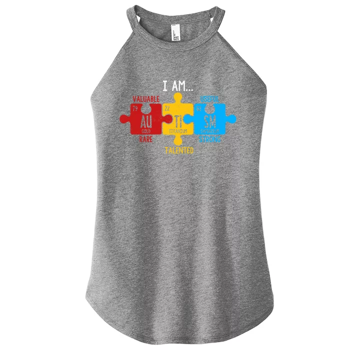 Autism Awareness Periodic Table Elets Great Gift Women’s Perfect Tri Rocker Tank