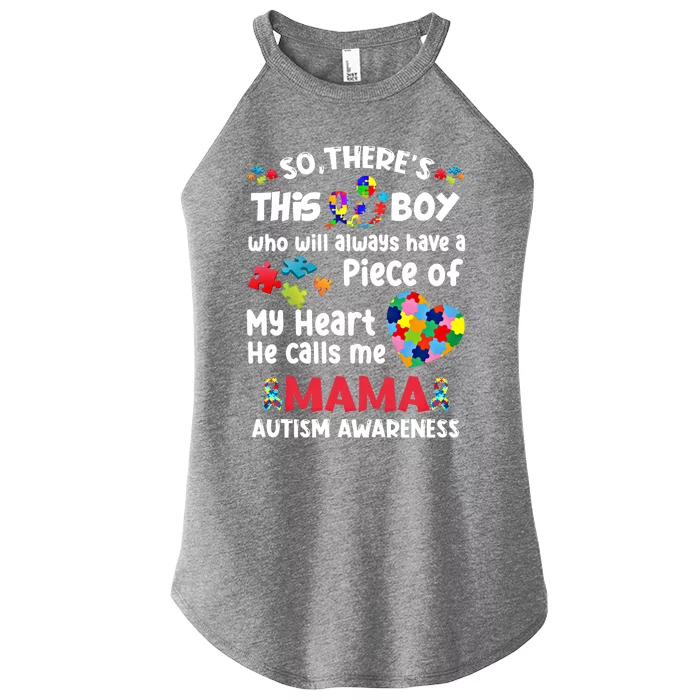 Autistic A Piece Of My Heart He Calls Me Mama Autism Gift Women’s Perfect Tri Rocker Tank