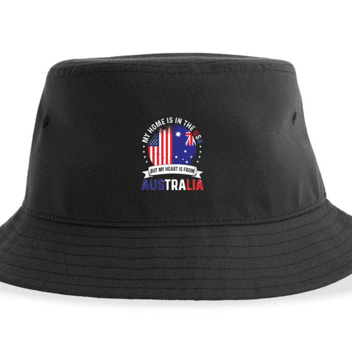 Australian American Patriot Heart Is From Australia Flag Sustainable Bucket Hat