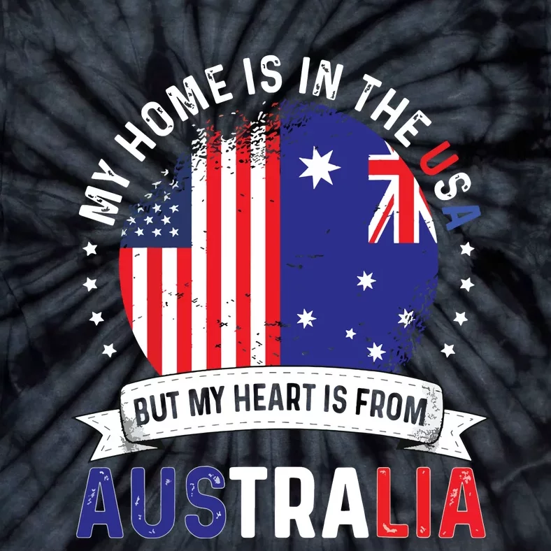 Australian American Patriot Heart Is From Australia Flag Tie-Dye T-Shirt