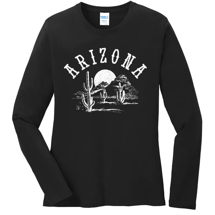 Arizona Az Pride Cactus Vintage Ladies Long Sleeve Shirt