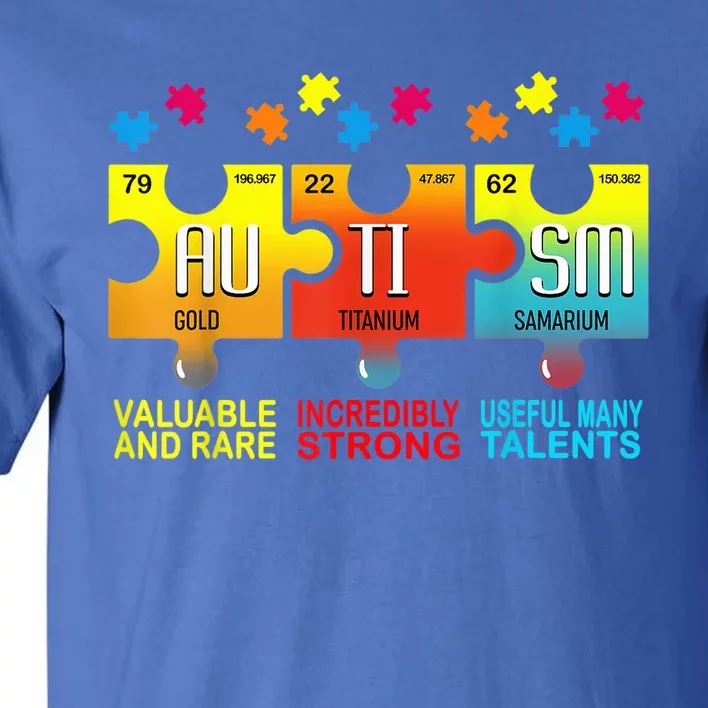 Autism Awareness Puzzle Chemical Elements Wo Mom Tall T-Shirt