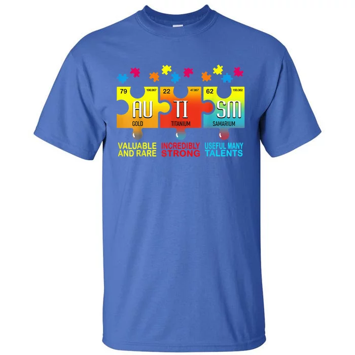 Autism Awareness Puzzle Chemical Elements Wo Mom Tall T-Shirt