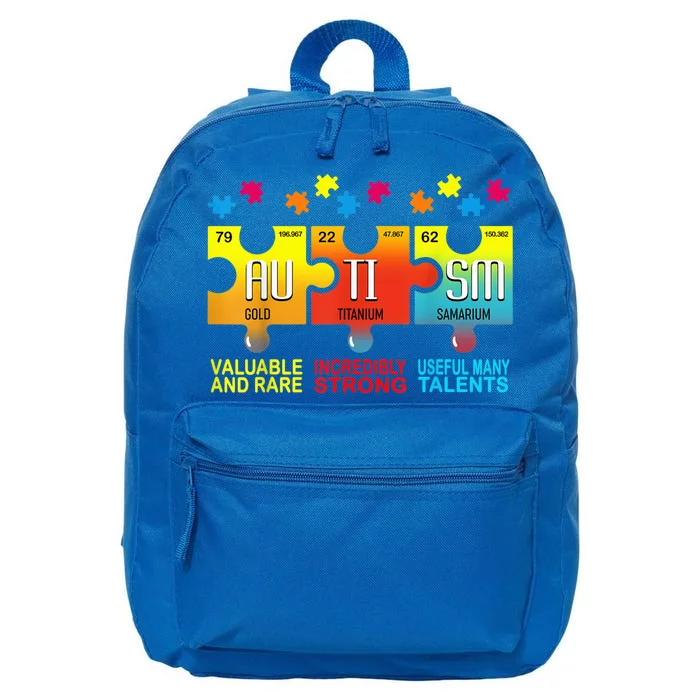 Autism Awareness Puzzle Chemical Elements Wo Mom 16 in Basic Backpack