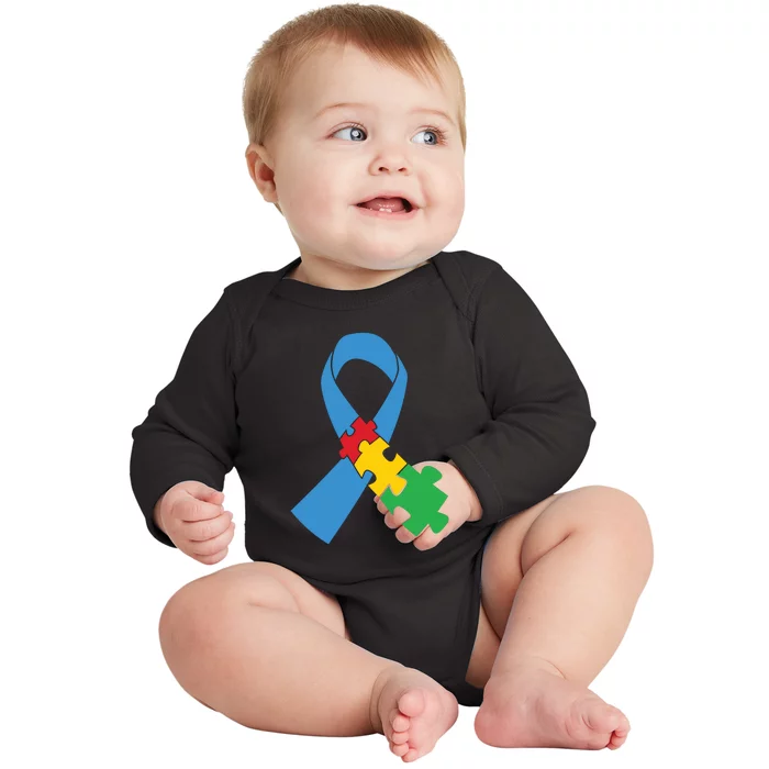 Autism Awareness Puzzle Ribbon Gift Baby Long Sleeve Bodysuit