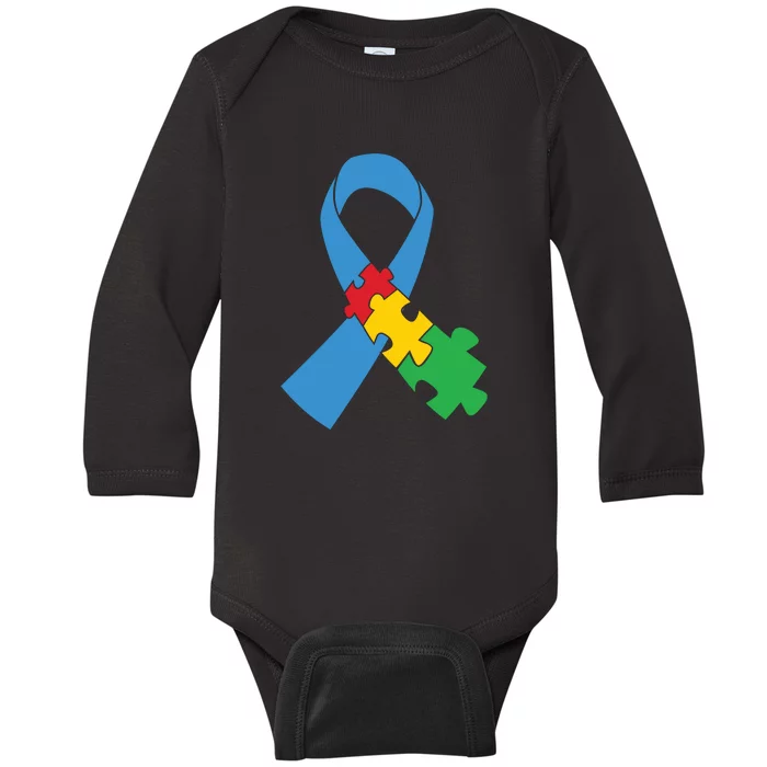 Autism Awareness Puzzle Ribbon Gift Baby Long Sleeve Bodysuit