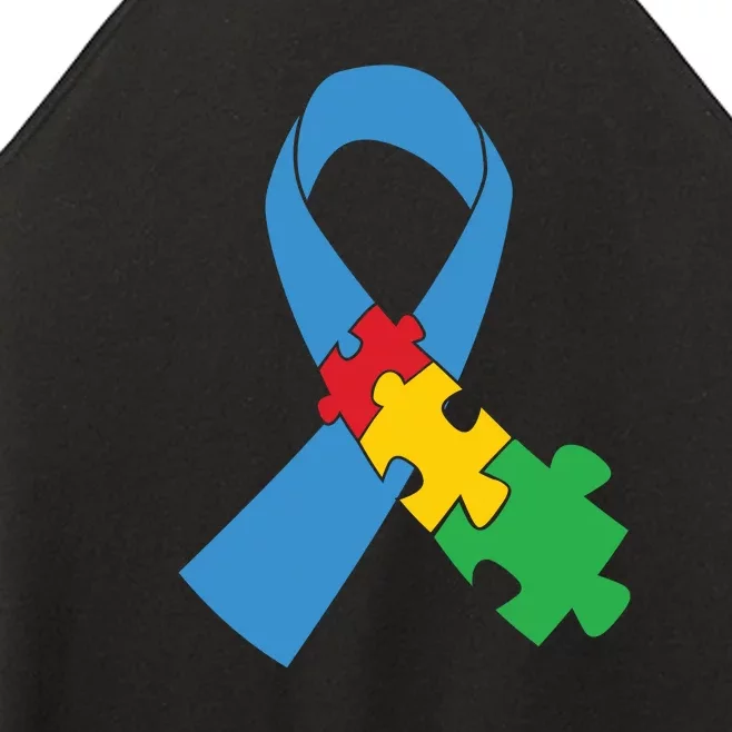 Autism Awareness Puzzle Ribbon Gift Women’s Perfect Tri Rocker Tank