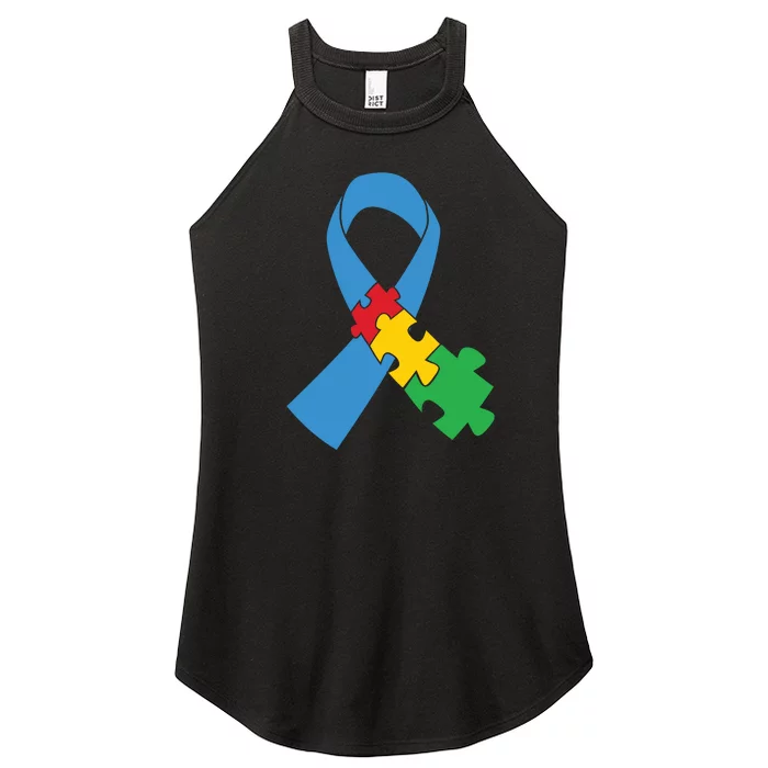 Autism Awareness Puzzle Ribbon Gift Women’s Perfect Tri Rocker Tank